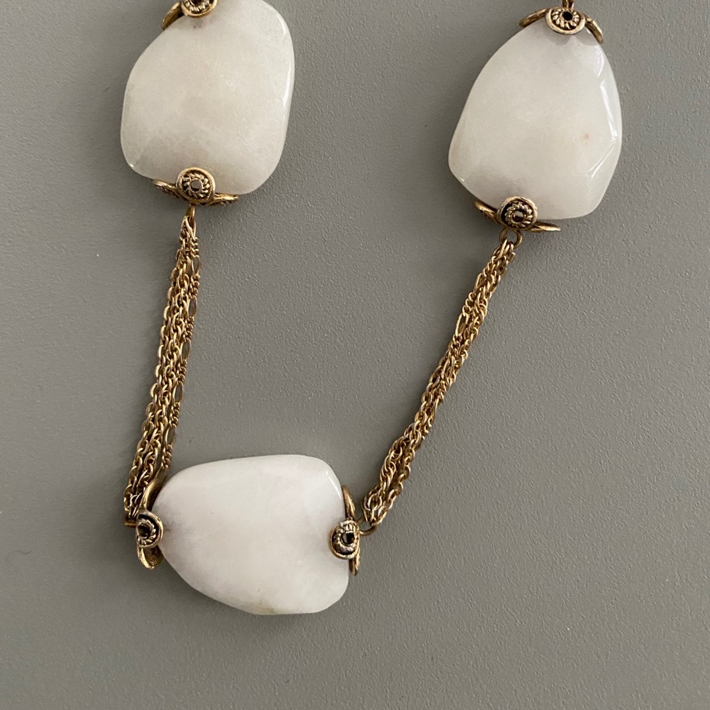 Anthropologie white stone and gold chain necklace